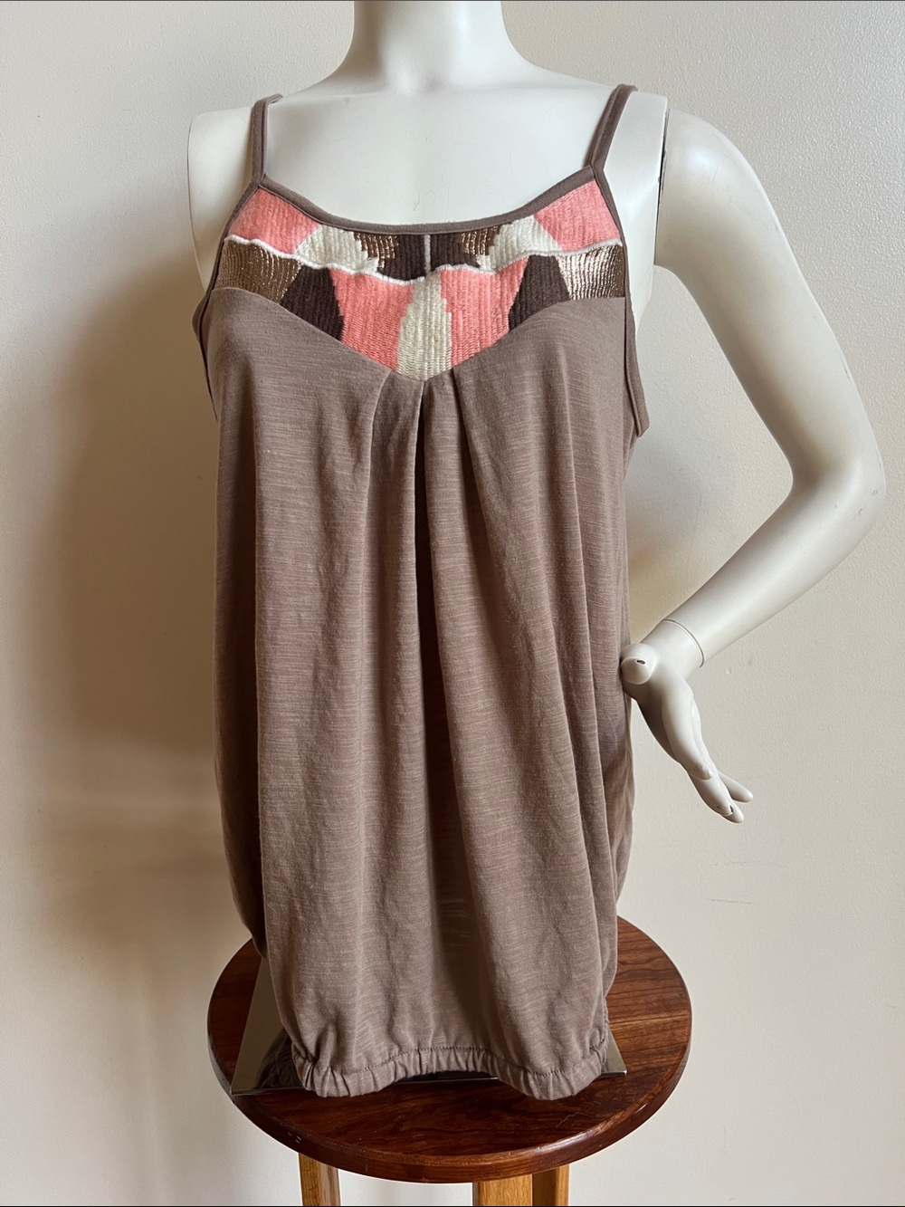 Maurice’s Sleeveless Brown Tank Top with southwestern embroidered Accents